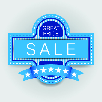 Blue sale labels vector set 03