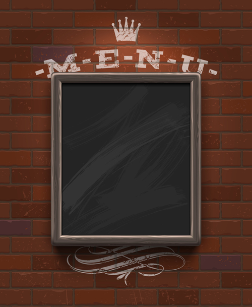 Menu labels and brick wall design vector 03