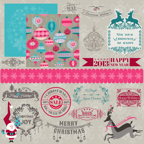 vintage merry labels label elements element christmas 2014 