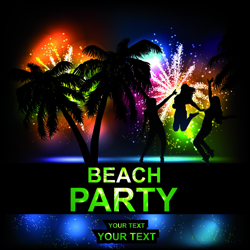 Beach Party Backgrounds vector 02