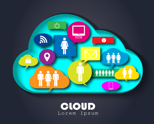 People social networks clouds vector 02