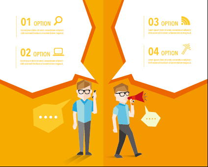 People with speech bubbles business template vector 01