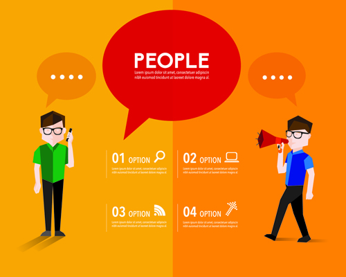 People with speech bubbles business template vector 04