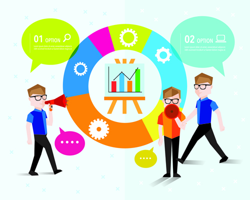 People with speech bubbles business template vector 06