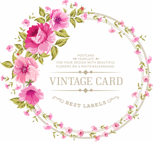 vintage pink flowers flower cards 