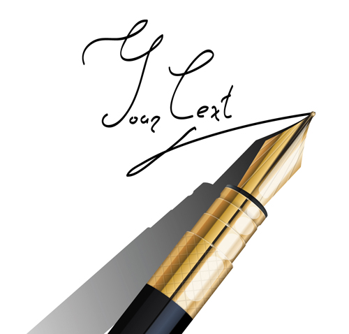 Different Realistic Pen design vector set 04
