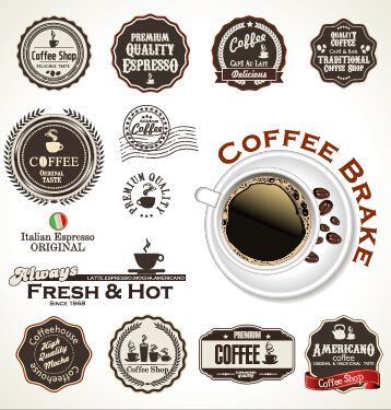 Retro font label coffee badges badge 