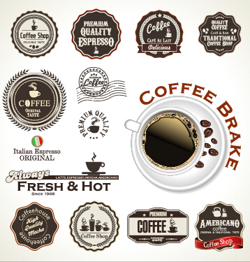 Retro badges label coffee vector set