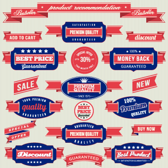 Retro Premium Quality labels design set 02