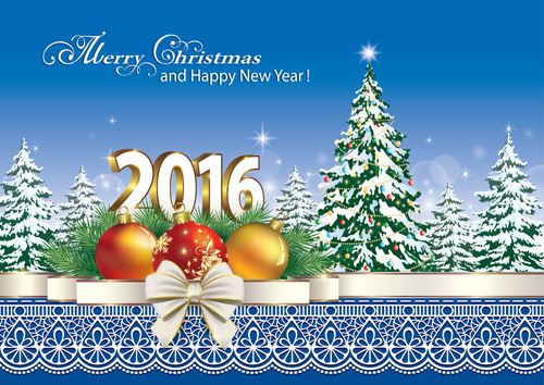 Ribbon bow with lace 2016 christmas background vector Ribbon bow with lace 2016 christmas background vector
