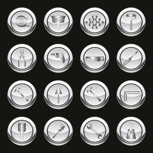 tools silver icons 