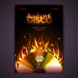Stylish disco party poster cover 06 vector