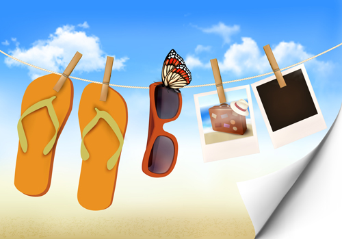 Summer beach vacation background art vector 02