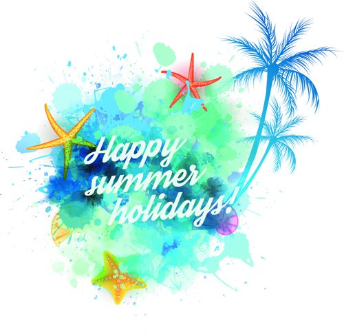 nts with grunge background vector 04 Summer holidays elements with grunge background vector 04