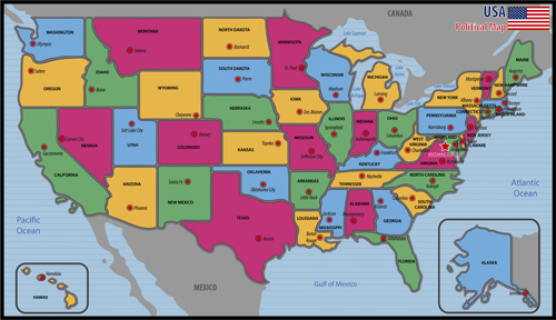 USA political map vector material 02