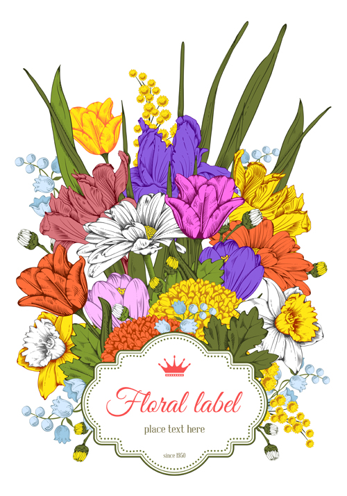 vintage labels flower background 