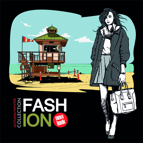 Young fashion elements poster vector 02