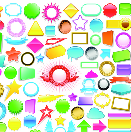 Colourful texture labels and tags vector set 01