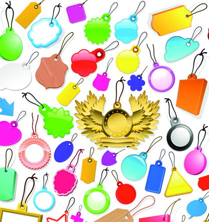 Colourful texture labels and tags vector set 02
