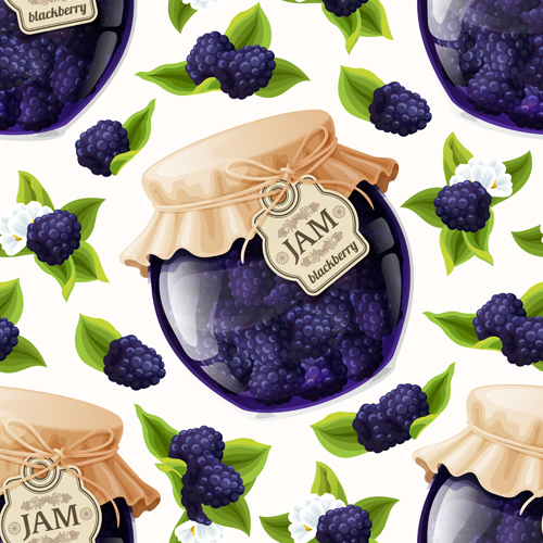 jam glass jar seamless pattern vector 04