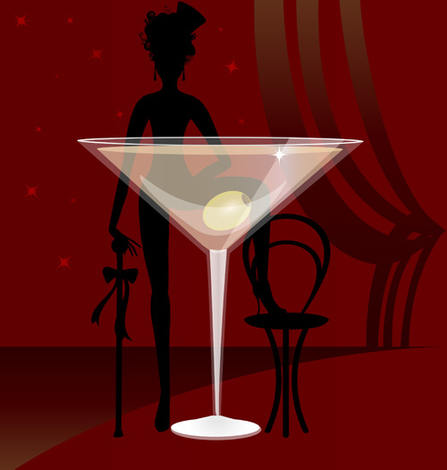 Delicate Martini glass vector 04