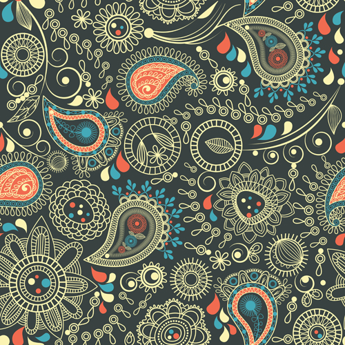 Vector paisley pattern set 04