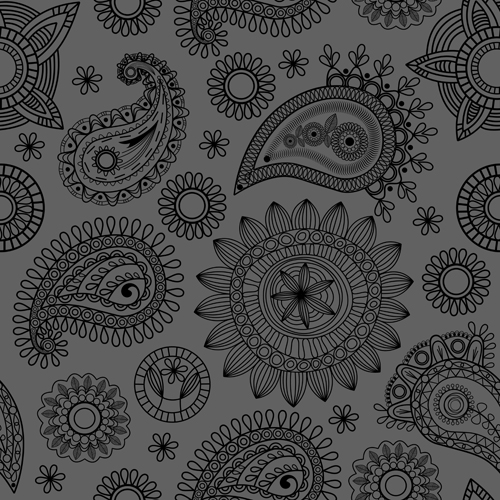 Vector paisley pattern set 05