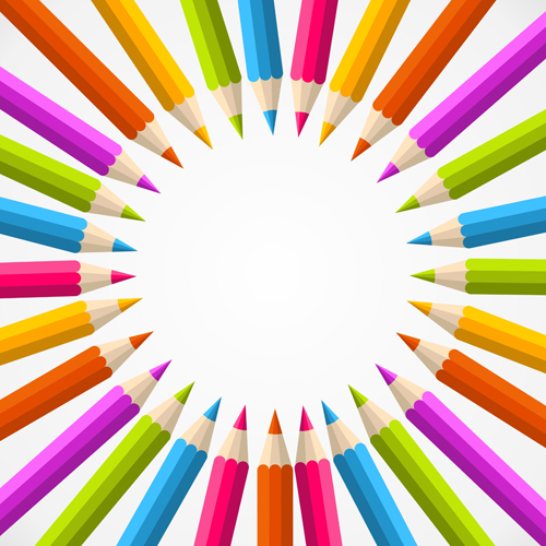 School accessories vector background set 03