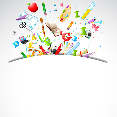 School accessories vector background set 05