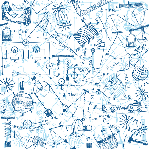 School elements vector pattern set 04