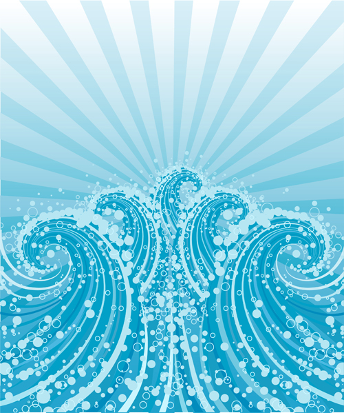Sea Waves vector background set 01