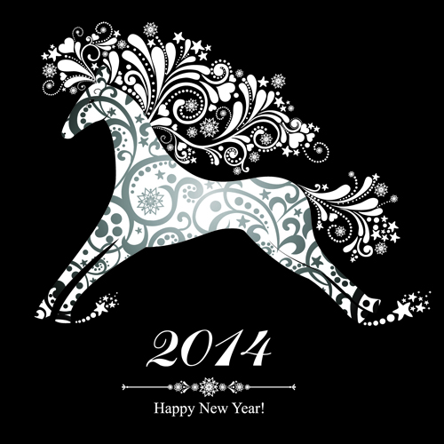 Black Style 2014 Christmas Backgrounds vector 07