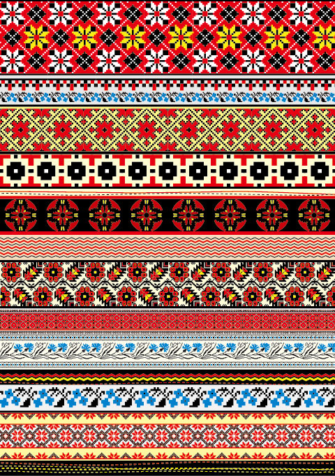 Ukraine Style Fabric ornaments vector graphics 06