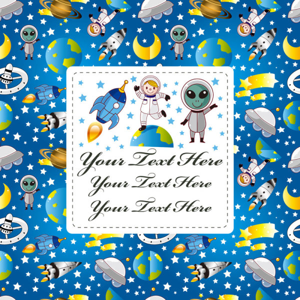 Cartoon Aerospace Extraterrestrial and Astronaut free vector