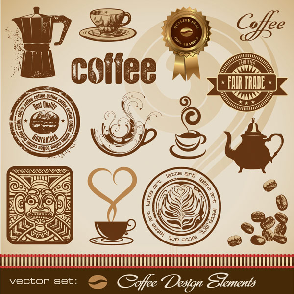 Totem smoke seal medal label kettle heart shaped coffee maker coffee cup coffee beans coffee  