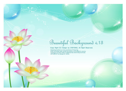 water droplets vector material lotus pond lotus crystal ball bubbles background 