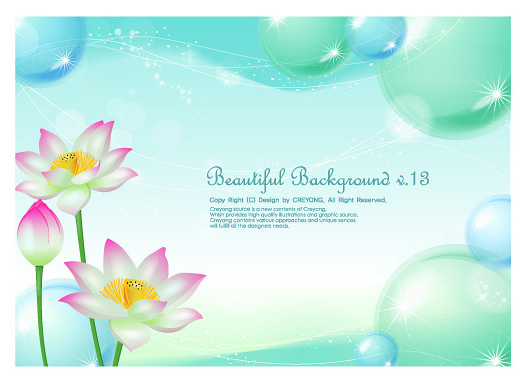 Lotus and water bubbles vector graphics