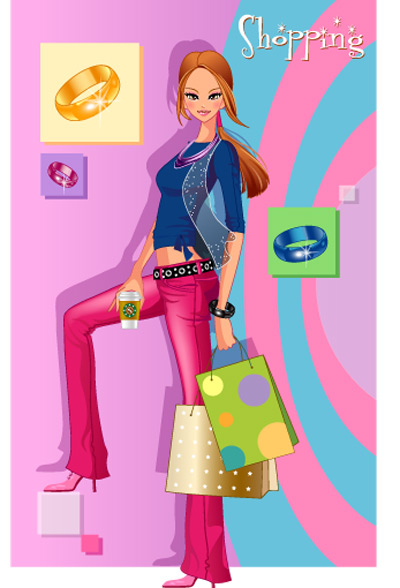 girls shopping set 135 vector