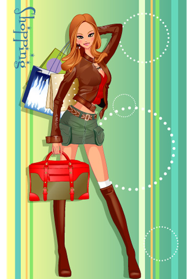 girls shopping set 132 vector