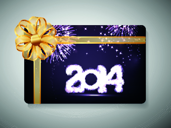 2014 New Year with christmas vector cards 05