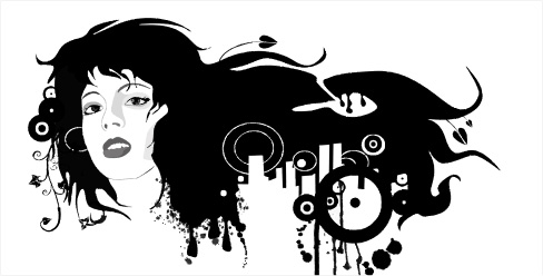 Gilr head and pattern 09 Vector