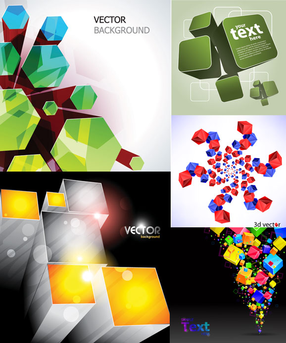 stereo hexagonal cylinder cube colorful background 