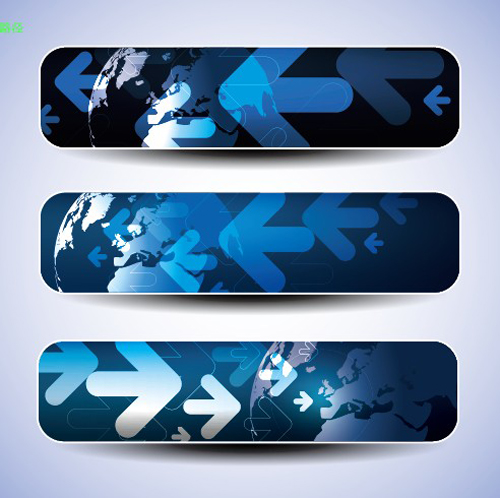 Blue concept banner vector graphic set 01