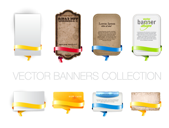 s with colorful ribbon vector set 01 Bright banners with colorful ribbon vector set 01