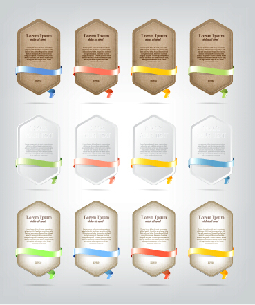 s with colorful ribbon vector set 02 Bright banners with colorful ribbon vector set 02