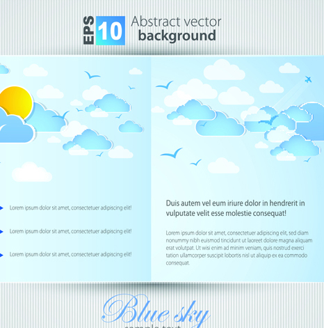 Set of Brochure page two weather background vector 05