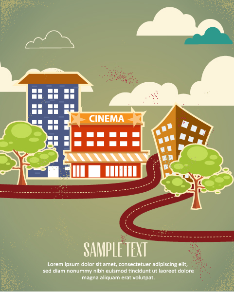Cartoon city scenery vector 14