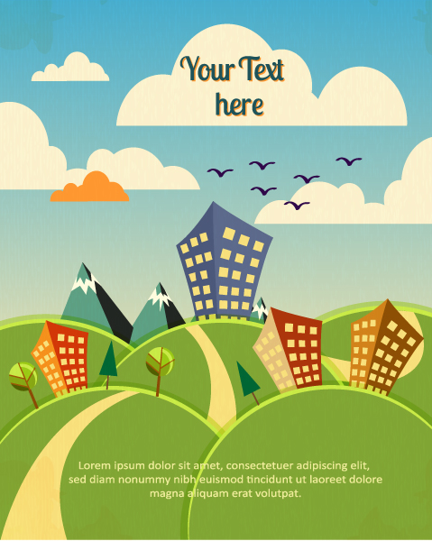 Cartoon city scenery vector 15