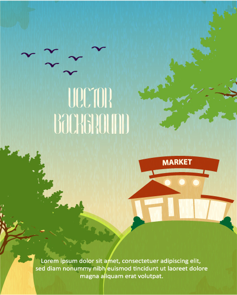Cartoon city scenery vector 20