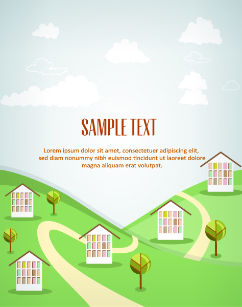 Cartoon city scenery vector 22